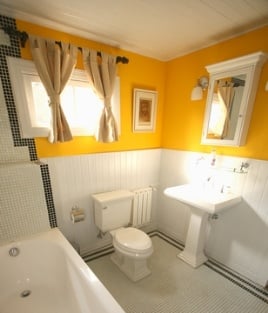 Bigger Bathroom with yellow paint